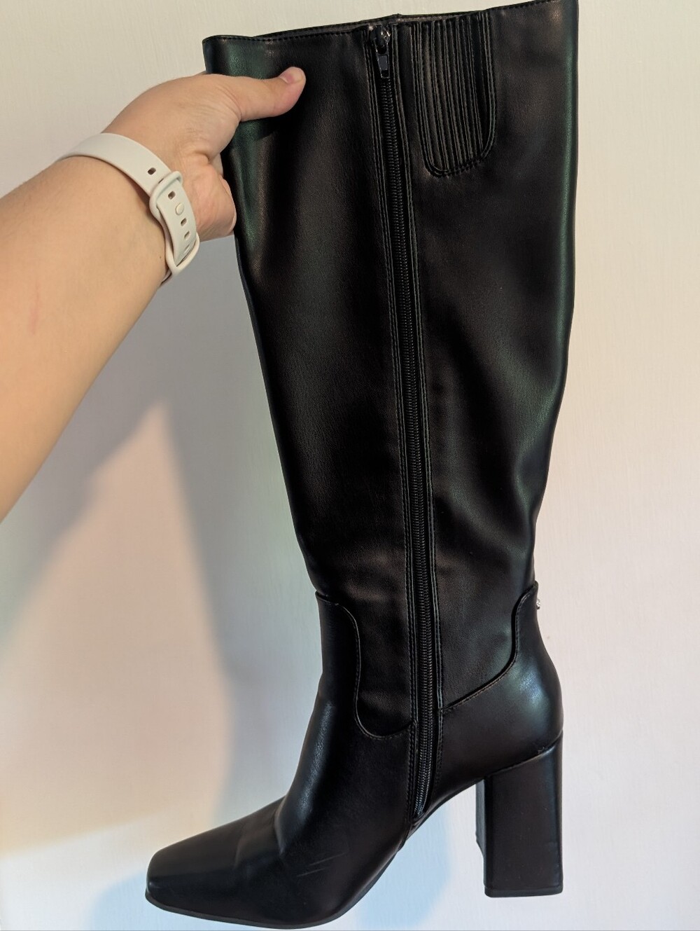 Kelly & Katie Womens Stacked Heal Square Toe Black Leather Gogo Boots Size 10M